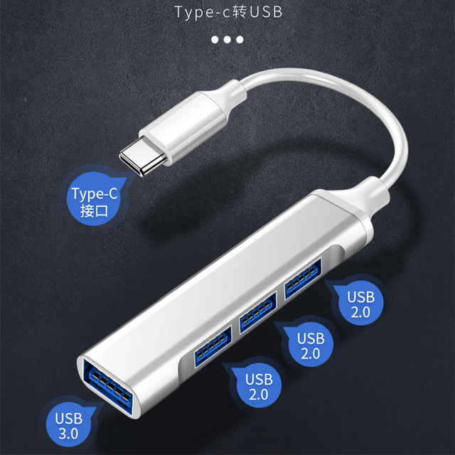 USB-C HUB 3.0 typu C 3.1 4-portowy adapter wielozadaniowy OTG - Lenovo Xiaomi Macbook Air Pro 13 15 16 komputerowe - Wianko - 4