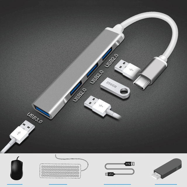 USB-C HUB 3.0 typu C 3.1 4-portowy adapter wielozadaniowy OTG - Lenovo Xiaomi Macbook Air Pro 13 15 16 komputerowe - Wianko - 2