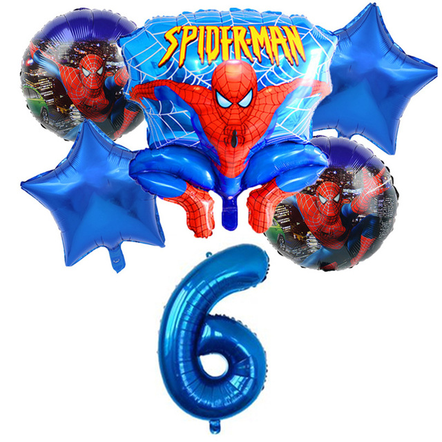 Pająk mężczyzna z kreskówki - zestaw 6 sztuk z balonów foliowych, dekoracje na imprezę urodzinową, balon 32 cal w kształcie cyfry + gwiazda - superbohater zabawki dla dzieci - Wianko - 16