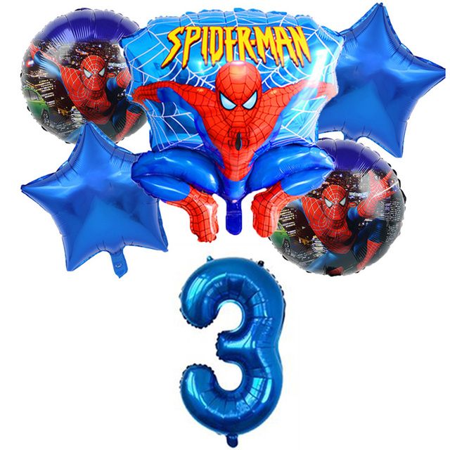 Pająk mężczyzna z kreskówki - zestaw 6 sztuk z balonów foliowych, dekoracje na imprezę urodzinową, balon 32 cal w kształcie cyfry + gwiazda - superbohater zabawki dla dzieci - Wianko - 13