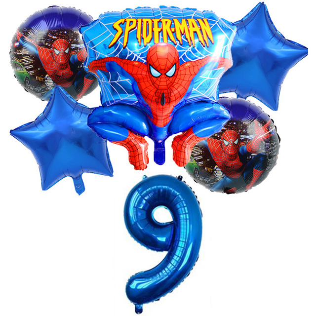 Pająk mężczyzna z kreskówki - zestaw 6 sztuk z balonów foliowych, dekoracje na imprezę urodzinową, balon 32 cal w kształcie cyfry + gwiazda - superbohater zabawki dla dzieci - Wianko - 19