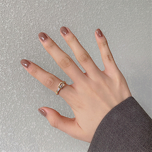 Pierścień HUANZHI 2021 z metalowymi klamrami w kolorze złotym, srebrnym oraz szlifowanym sercem i kamieniami Rhinestone dla kobiet - Wianko - 11