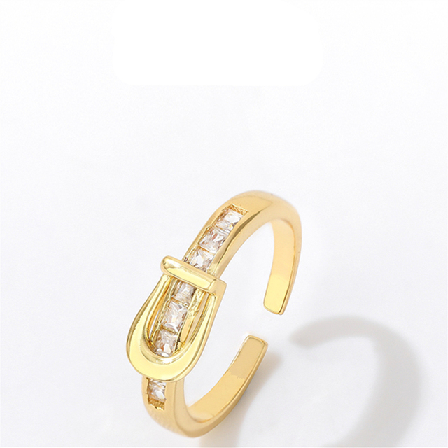 Pierścień HUANZHI 2021 z metalowymi klamrami w kolorze złotym, srebrnym oraz szlifowanym sercem i kamieniami Rhinestone dla kobiet - Wianko - 8