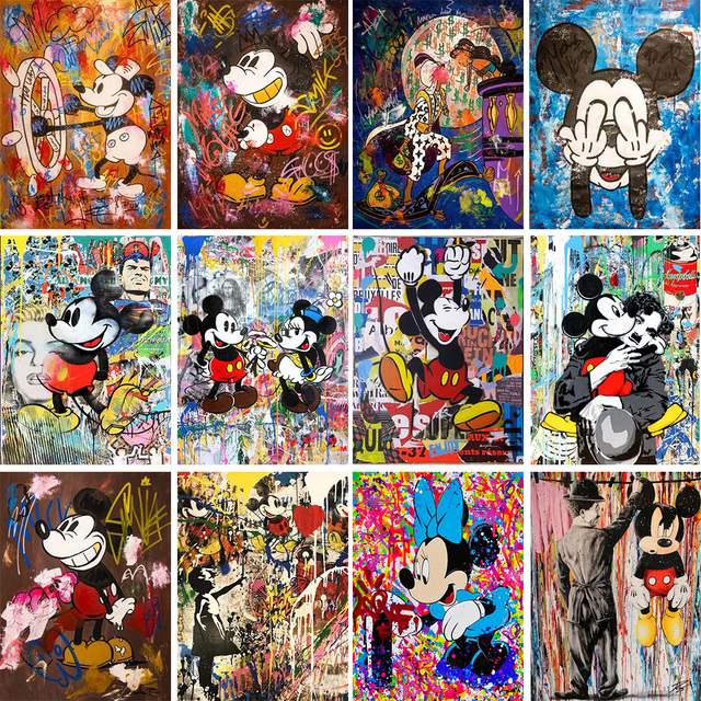 Diamentowe DIY Disney Malowanie 5D - Mickey Mouse i Donald Duck, Pełny Krzyżyk, Zestaw Mozaika Haftu Domowego Wzornictwa - Wianko - 1