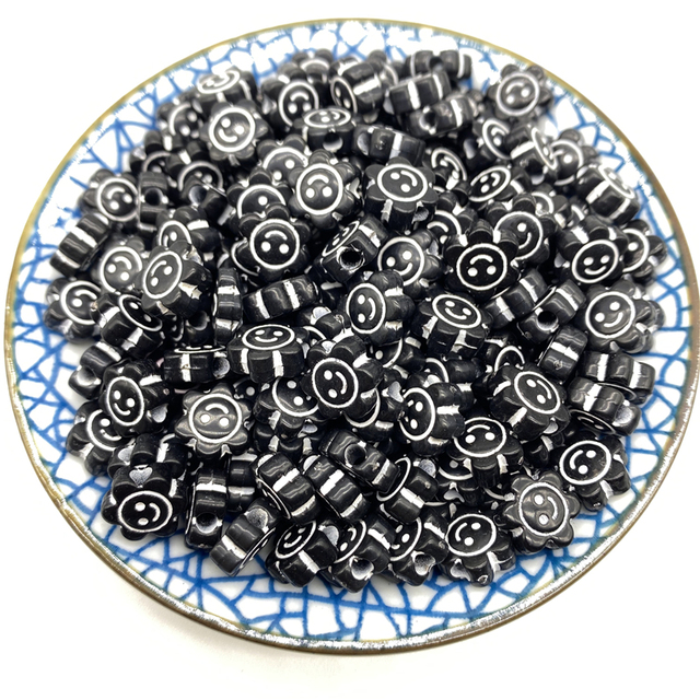 50 sztuk/partia Akrylowe koraliki okrągłe 10 mm w kształcie smileys do tworzenia biżuterii DIY bransoletka naszyjnik - Wianko - 14
