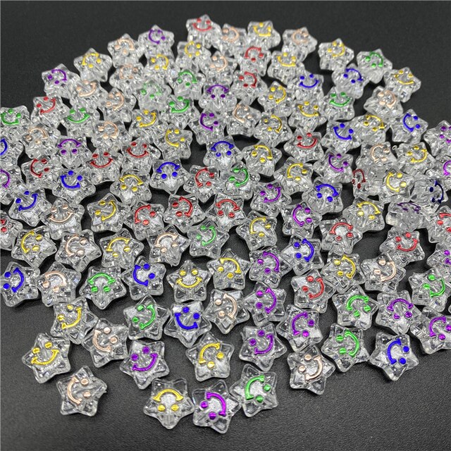 50 sztuk/partia Akrylowe koraliki okrągłe 10 mm w kształcie smileys do tworzenia biżuterii DIY bransoletka naszyjnik - Wianko - 2