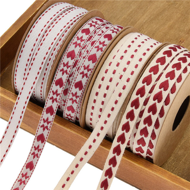 10 jardów 10mm bawełniana żakardowa wstążka z nadrukiem do dekoracji ślubnych, świątecznych i DIY - Wianko - 4
