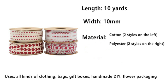 10 jardów 10mm bawełniana żakardowa wstążka z nadrukiem do dekoracji ślubnych, świątecznych i DIY - Wianko - 1