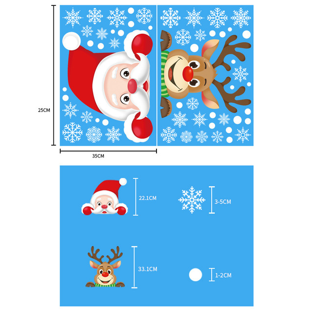 Świąteczne naklejki ścienne z motywem Świętego Mikołaja, łosiem, śnieżynką i oknem - dekoracje na Boże Narodzenie i Nowy Rok - Wianko - 5