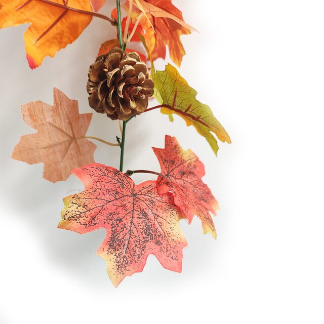 Sztuczna dynia Garland z jesiennymi liśćmi i winoroślami - dekoracja na festiwal, do domu, ogrodu i drzwi - wieniec z rattanu do zawieszenia na ścianie - Wianko - 51