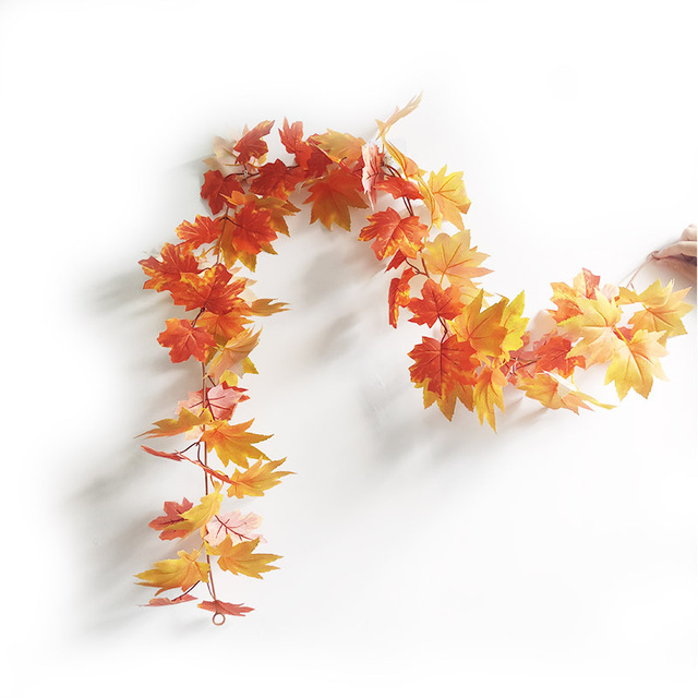 Sztuczna dynia Garland z jesiennymi liśćmi i winoroślami - dekoracja na festiwal, do domu, ogrodu i drzwi - wieniec z rattanu do zawieszenia na ścianie - Wianko - 37