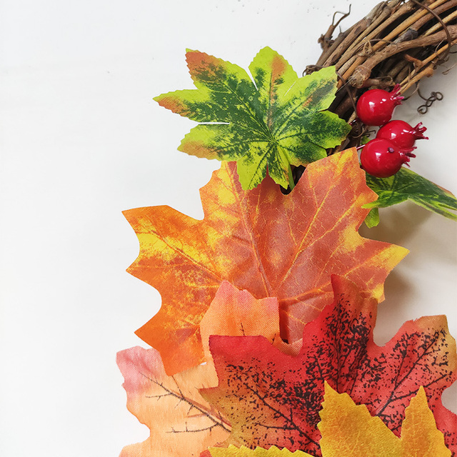 Sztuczna dynia Garland z jesiennymi liśćmi i winoroślami - dekoracja na festiwal, do domu, ogrodu i drzwi - wieniec z rattanu do zawieszenia na ścianie - Wianko - 8