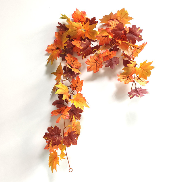 Sztuczna dynia Garland z jesiennymi liśćmi i winoroślami - dekoracja na festiwal, do domu, ogrodu i drzwi - wieniec z rattanu do zawieszenia na ścianie - Wianko - 33