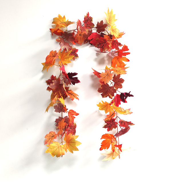 Sztuczna dynia Garland z jesiennymi liśćmi i winoroślami - dekoracja na festiwal, do domu, ogrodu i drzwi - wieniec z rattanu do zawieszenia na ścianie - Wianko - 26