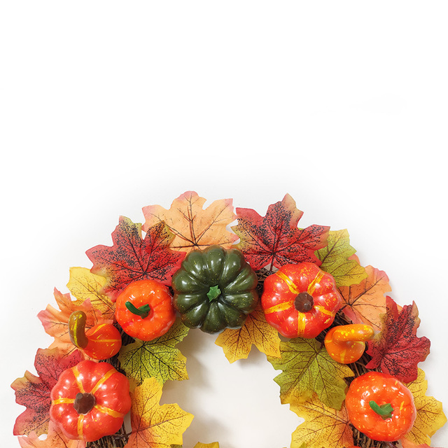 Sztuczna dynia Garland z jesiennymi liśćmi i winoroślami - dekoracja na festiwal, do domu, ogrodu i drzwi - wieniec z rattanu do zawieszenia na ścianie - Wianko - 19