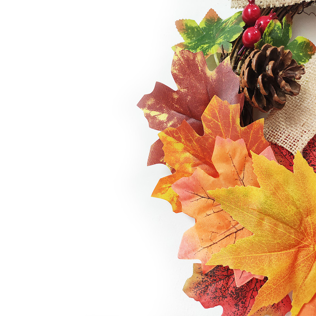 Sztuczna dynia Garland z jesiennymi liśćmi i winoroślami - dekoracja na festiwal, do domu, ogrodu i drzwi - wieniec z rattanu do zawieszenia na ścianie - Wianko - 12