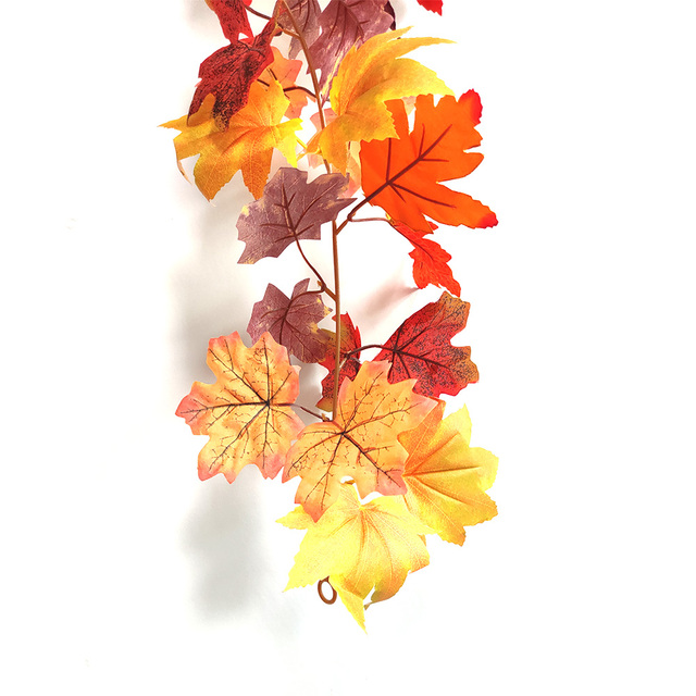 Sztuczna dynia Garland z jesiennymi liśćmi i winoroślami - dekoracja na festiwal, do domu, ogrodu i drzwi - wieniec z rattanu do zawieszenia na ścianie - Wianko - 28
