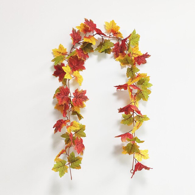 Sztuczna dynia Garland z jesiennymi liśćmi i winoroślami - dekoracja na festiwal, do domu, ogrodu i drzwi - wieniec z rattanu do zawieszenia na ścianie - Wianko - 42