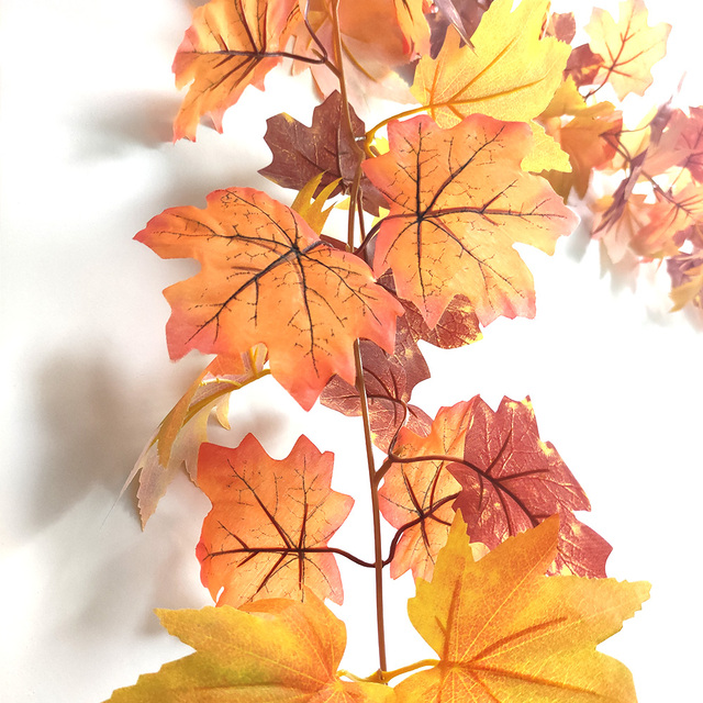 Sztuczna dynia Garland z jesiennymi liśćmi i winoroślami - dekoracja na festiwal, do domu, ogrodu i drzwi - wieniec z rattanu do zawieszenia na ścianie - Wianko - 32