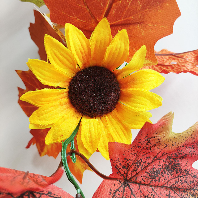 Sztuczna dynia Garland z jesiennymi liśćmi i winoroślami - dekoracja na festiwal, do domu, ogrodu i drzwi - wieniec z rattanu do zawieszenia na ścianie - Wianko - 53