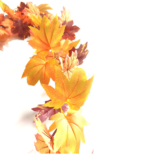 Sztuczna dynia Garland z jesiennymi liśćmi i winoroślami - dekoracja na festiwal, do domu, ogrodu i drzwi - wieniec z rattanu do zawieszenia na ścianie - Wianko - 31