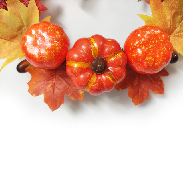Sztuczna dynia Garland z jesiennymi liśćmi i winoroślami - dekoracja na festiwal, do domu, ogrodu i drzwi - wieniec z rattanu do zawieszenia na ścianie - Wianko - 9