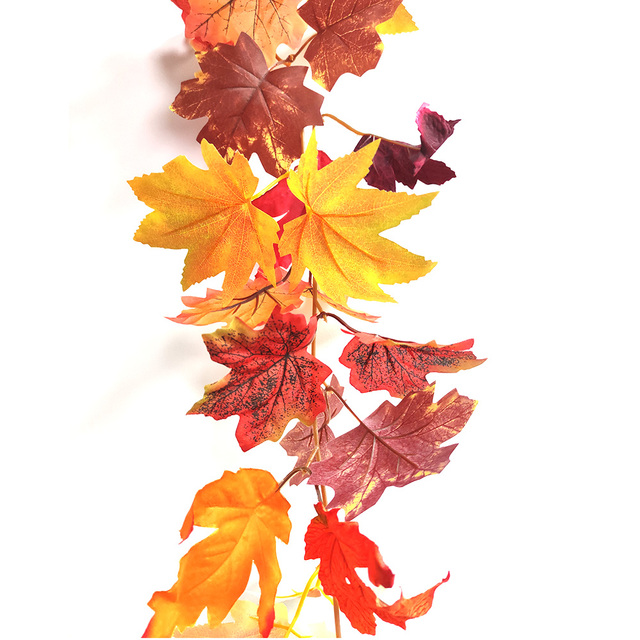 Sztuczna dynia Garland z jesiennymi liśćmi i winoroślami - dekoracja na festiwal, do domu, ogrodu i drzwi - wieniec z rattanu do zawieszenia na ścianie - Wianko - 27