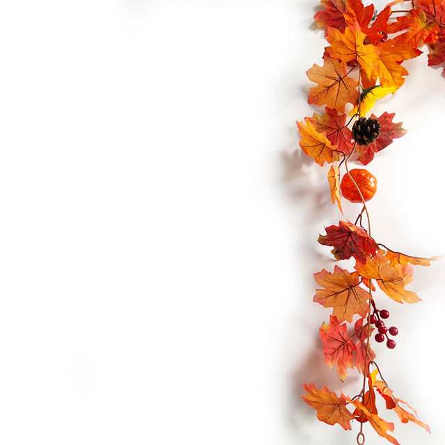 Sztuczna dynia Garland z jesiennymi liśćmi i winoroślami - dekoracja na festiwal, do domu, ogrodu i drzwi - wieniec z rattanu do zawieszenia na ścianie - Wianko - 47