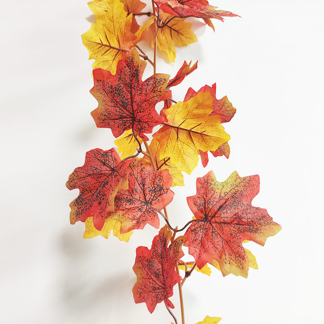Sztuczna dynia Garland z jesiennymi liśćmi i winoroślami - dekoracja na festiwal, do domu, ogrodu i drzwi - wieniec z rattanu do zawieszenia na ścianie - Wianko - 39