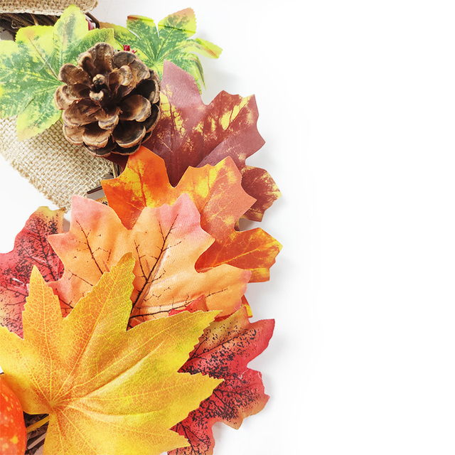 Sztuczna dynia Garland z jesiennymi liśćmi i winoroślami - dekoracja na festiwal, do domu, ogrodu i drzwi - wieniec z rattanu do zawieszenia na ścianie - Wianko - 13