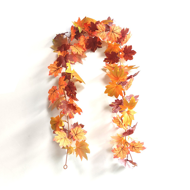 Sztuczna dynia Garland z jesiennymi liśćmi i winoroślami - dekoracja na festiwal, do domu, ogrodu i drzwi - wieniec z rattanu do zawieszenia na ścianie - Wianko - 30