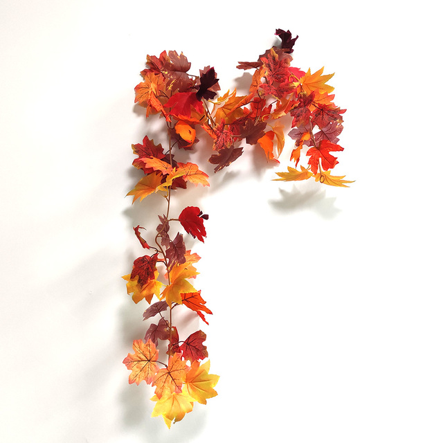 Sztuczna dynia Garland z jesiennymi liśćmi i winoroślami - dekoracja na festiwal, do domu, ogrodu i drzwi - wieniec z rattanu do zawieszenia na ścianie - Wianko - 29