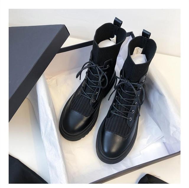 Damskie buty do kostki z wełnianymi wkładkami - jesienne, zimowe, czarne - Wianko - 14