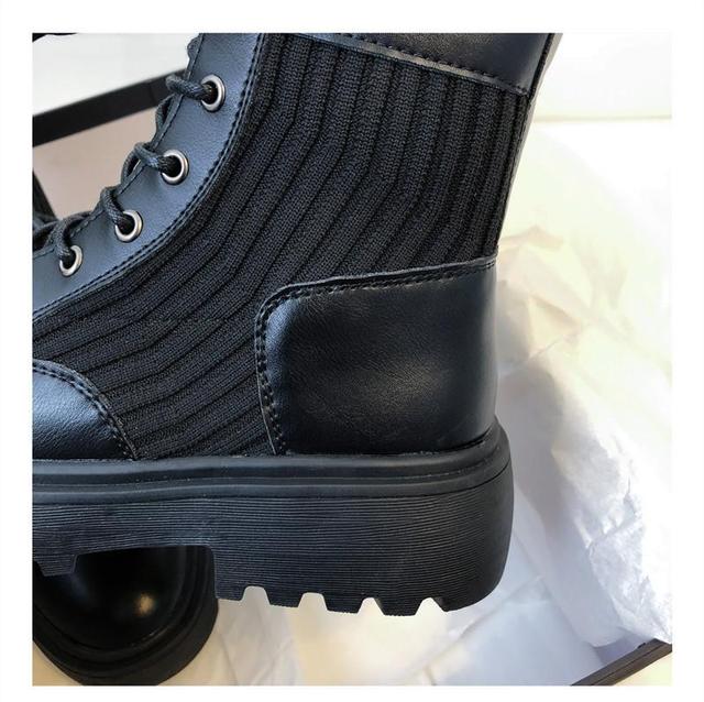 Damskie buty do kostki z wełnianymi wkładkami - jesienne, zimowe, czarne - Wianko - 19