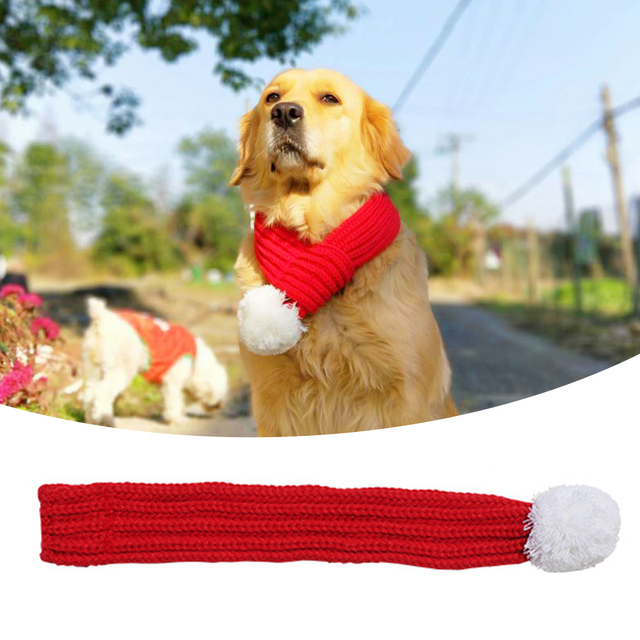 Zimowy szalik wełniany dla psów - świąteczna moda, czerwony kolor - Wianko - 8