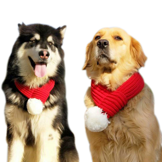Zimowy szalik wełniany dla psów - świąteczna moda, czerwony kolor - Wianko - 6
