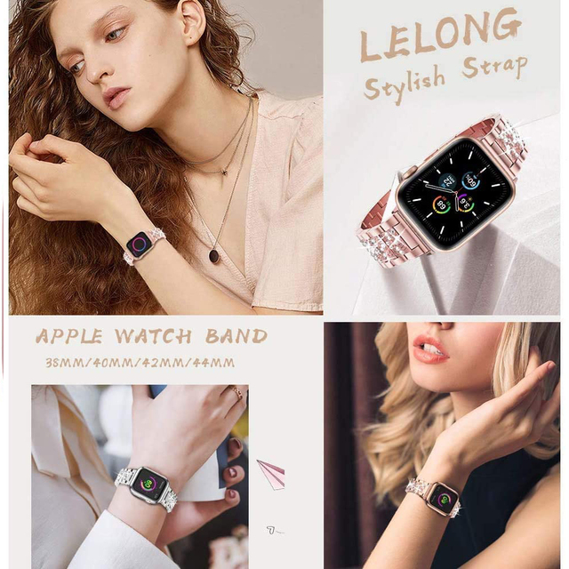 Bransoletka Link do Apple Watch SE/6/7 40/44mm, IWatch seria 5/4/3 38/42mm - metalowa taśma z diamentowym blaskiem dla kobiet - Wianko - 8
