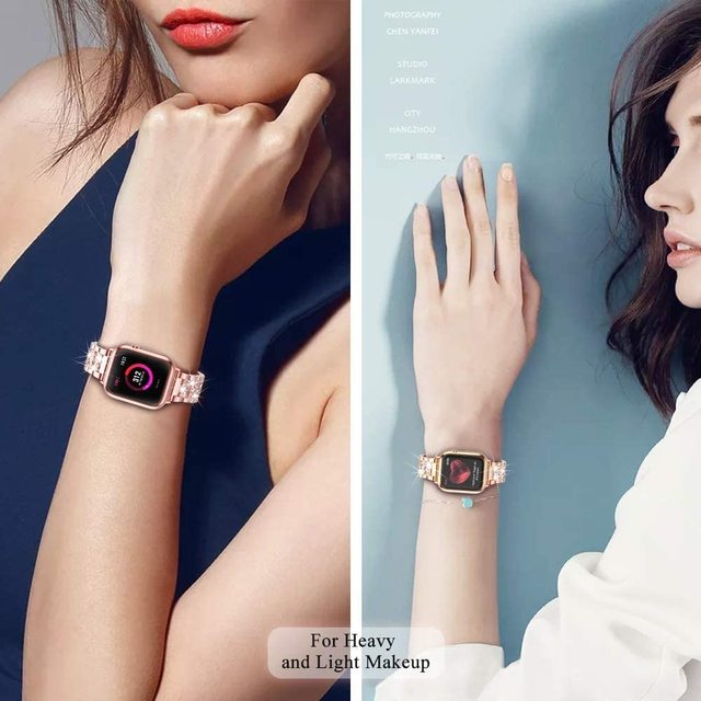 Bransoletka Link do Apple Watch SE/6/7 40/44mm, IWatch seria 5/4/3 38/42mm - metalowa taśma z diamentowym blaskiem dla kobiet - Wianko - 6