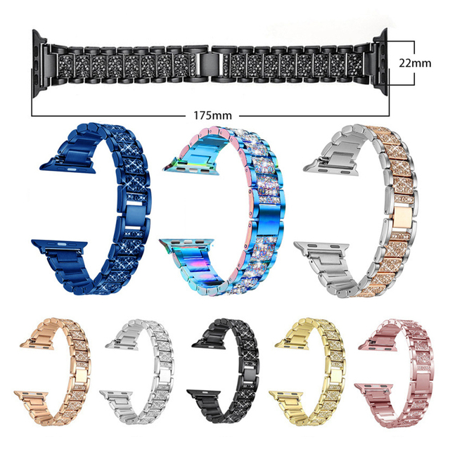 Bransoletka Link do Apple Watch SE/6/7 40/44mm, IWatch seria 5/4/3 38/42mm - metalowa taśma z diamentowym blaskiem dla kobiet - Wianko - 1
