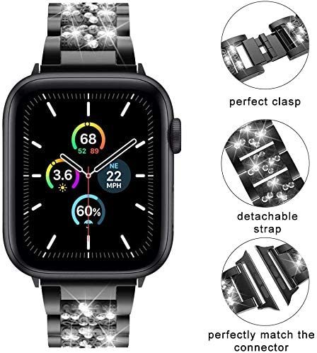 Bransoletka Link do Apple Watch SE/6/7 40/44mm, IWatch seria 5/4/3 38/42mm - metalowa taśma z diamentowym blaskiem dla kobiet - Wianko - 4