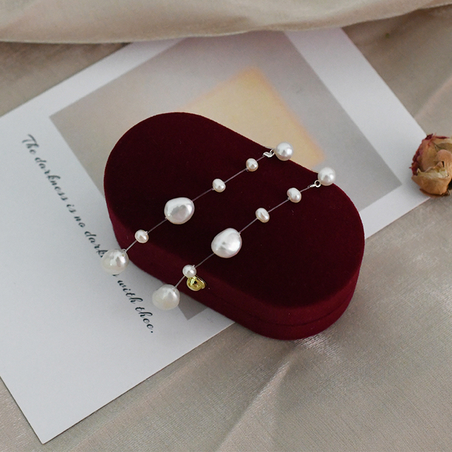 Kolczyki perłowe ASHIQI barokowe, długie, wykonane ze srebra 925, biżuteria ślubna dla kobiet - Wianko - 4