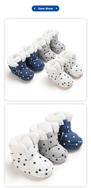 Dziecięce buty zimowe z miękkim botkiem i wzorem gwiazdek - Wianko - 7