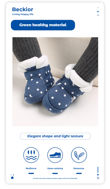 Dziecięce buty zimowe z miękkim botkiem i wzorem gwiazdek - Wianko - 5