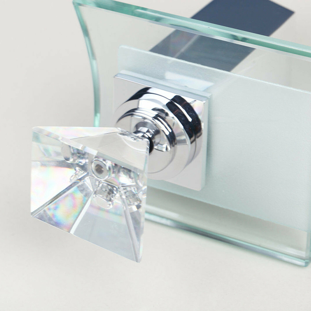 Jednoręczny kran z diamentowym uchwytem i baterią LED umywalkową JIENI LED Light w stylu wodospadu - mosiądz chromowany - Wianko - 6