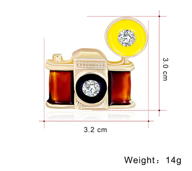 Nowa kamera retro broszka - vintage wpinka emaliowana - przypinka dla kobiet - prosta konstrukcja - Wianko - 1