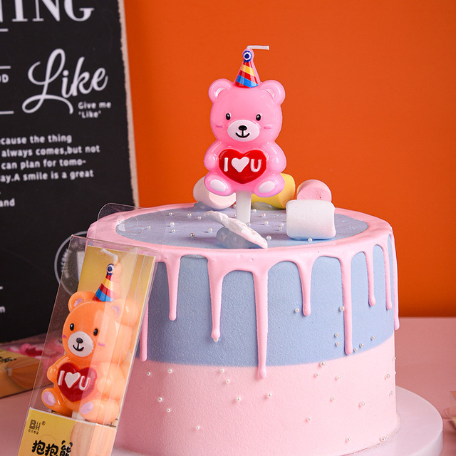 Ładna świeca na tort z kreskówkowym niedźwiadkiem dla dziecka na urodziny - Wianko - 6