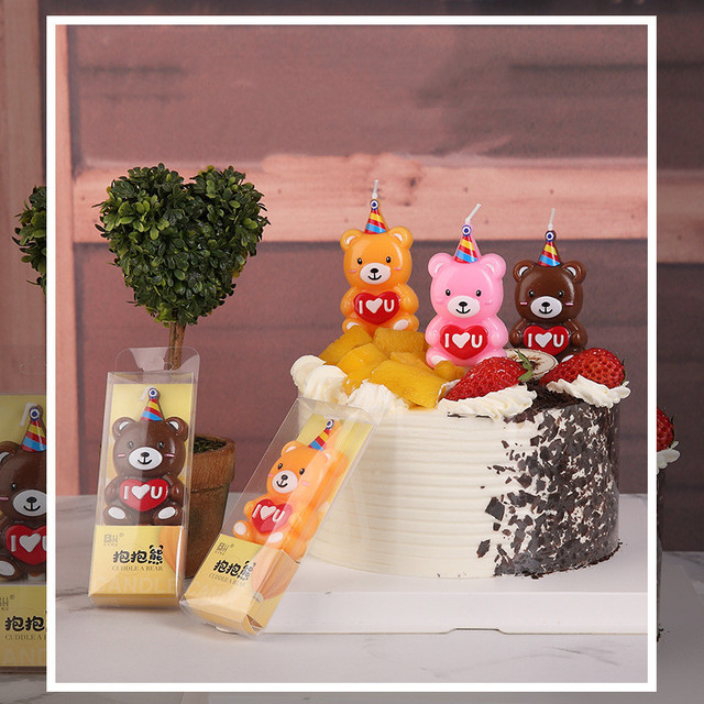 Ładna świeca na tort z kreskówkowym niedźwiadkiem dla dziecka na urodziny - Wianko - 2