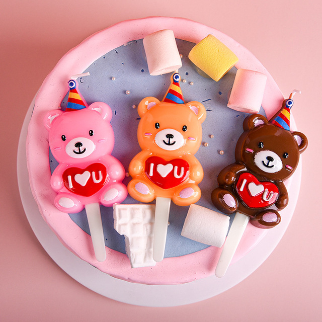 Ładna świeca na tort z kreskówkowym niedźwiadkiem dla dziecka na urodziny - Wianko - 5
