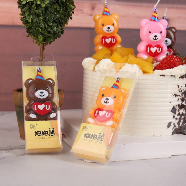 Ładna świeca na tort z kreskówkowym niedźwiadkiem dla dziecka na urodziny - Wianko - 3