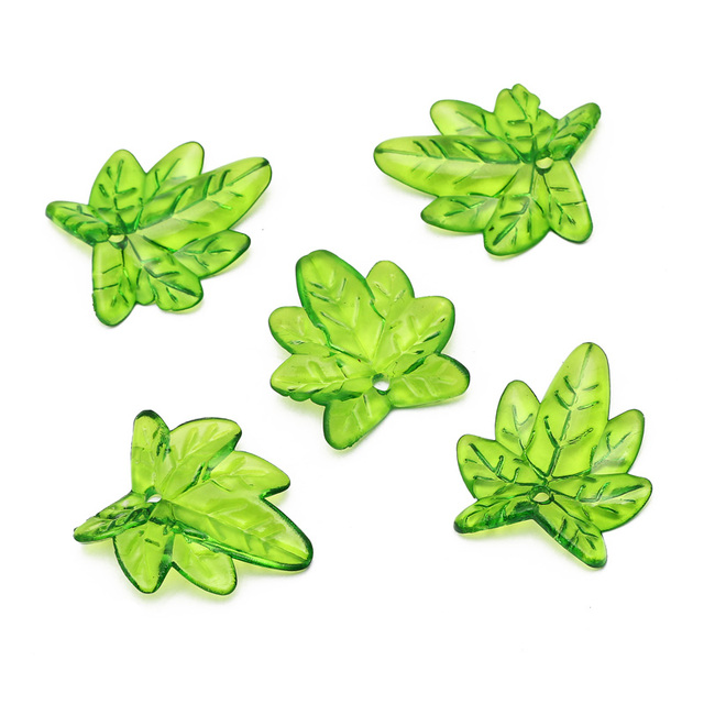 30 sztuk różne zawieszki zielone liście plastikowe do biżuterii: naszyjnik, bransoletka, kolczyki - Wianko - 6